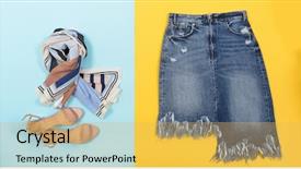  Presentation with of blue jeans denim - Presentation theme enhanced with blue denim skirt with scarf background and a  colored foreground