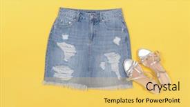  Presentation with jeans denim - Theme enhanced with blue denim skirt with shoes background and a  colored foreground