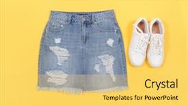  Presentation with of blue jeans denim - Beautiful presentation theme featuring blue denim skirt with shoes backdrop and a  colored foreground
