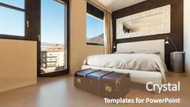  Presentation with apartment - Amazing slide deck having blue design - apartment in new building comfortable backdrop and a coral colored foreground