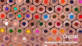  Presentation with colored pencils - Amazing PPT theme having blue design - colored pencils backdrop and a coral colored foreground