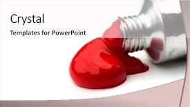 Presentation with tubes - Slide deck consisting of blue design - red acrylic paints in tubes background and a white colored foreground