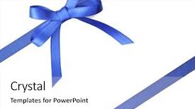  Presentation with blue - Amazing PPT theme having blue diagonal ribbons and bow backdrop and a white colored foreground