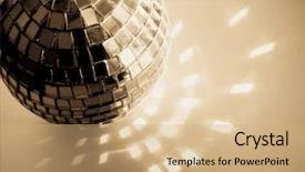  Presentation with 70s - Slide deck consisting of blue disco ball close - up background and a coral colored foreground