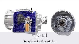  Presentation with blue tech - Presentation design consisting of blue-display-truck-gearbox background and a light gray colored foreground
