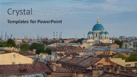  Presentation with blue - Amazing theme having blue-domes-of-trinity-cathedral backdrop and a light blue colored foreground