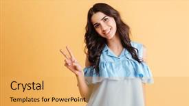  Presentation with blue and orange - PPT theme having blue dress showing peace sign background and a  colored foreground