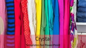  Presentation with green fashion - Colorful PPT layouts enhanced with blue dress with stripes lace backdrop and a red colored foreground