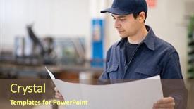  Presentation with industrial engineer - Amazing presentation having blue-dressed-engineer-reading backdrop and a violet colored foreground