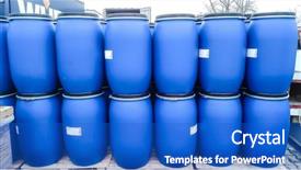  Presentation with drums - Amazing slides having blue drums on a storage backdrop and a cobalt blue colored foreground