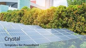  Presentation with solar panels - PPT layouts consisting of blue earth free - solar panels with cityscape background and a  colored foreground