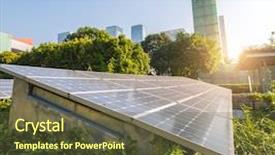  Presentation with solar panels - Theme with blue earth free - solar panels with cityscape background and a tawny brown colored foreground