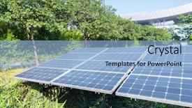  Presentation with solar panels - Slide set with blue earth free - solar panels with cityscape background and a light blue colored foreground