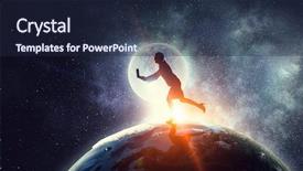  Presentation with abstract business world - PPT theme consisting of blue earth free - this business world is background and a wine colored foreground