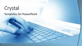  Presentation with equipment - PPT theme consisting of blue education - modern business equipment typing background and a white colored foreground