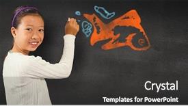  Presentation with education cute - Slides with blue education theme - portrait of cute student writing background and a dark gray colored foreground