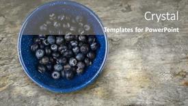  Presentation with blueberries - Amazing slide deck having blue-enamelware-bowl-filled backdrop and a gray colored foreground