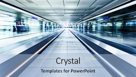  Presentation with hong kong airport - Cool new theme with blue escalator inside contemporary airport backdrop and a light blue colored foreground