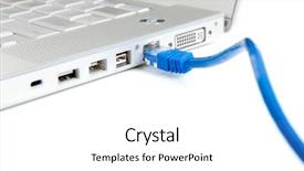  Presentation with ethernet - Amazing PPT theme having blue ethernet cable plugged backdrop and a white colored foreground