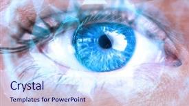  Presentation with blue design - PPT theme consisting of blue eye against angular tunnel background and a sky blue colored foreground