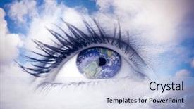  Presentation with human eye - Colorful slide deck enhanced with blue eye against blue sky backdrop and a lemonade colored foreground