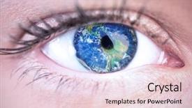  Presentation with earth eye - Theme having blue eye against earth background and a  colored foreground