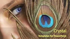  Presentation with peacock feather - Beautiful PPT theme featuring blue eye hidden under peacock backdrop and a  colored foreground