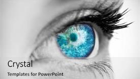  Presentation with earth eye - Beautiful theme featuring blue eye on female face backdrop and a  colored foreground