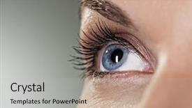  Presentation with blue drops - Colorful theme enhanced with blue eye on grey background backdrop and a light gray colored foreground