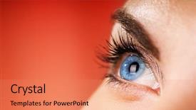  Presentation with red blue - Cool new presentation with blue eye on red background backdrop and a coral colored foreground