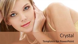  Presentation with pearls - Amazing presentation theme having blue-eyed blond in pearl backdrop and a coral colored foreground