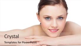  Presentation with brown and white - Slides with blue eyes - cheerful gorgeous brunette posing background and a lemonade colored foreground