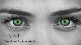  Presentation with blue eyes - Cool new slide set with blue eyes on grey face backdrop and a light gray colored foreground