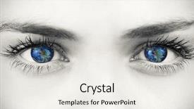  Presentation with blue earth eye - Slide set with blue eyes on grey face background and a white colored foreground