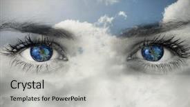  Presentation with blue eyes - PPT layouts with blue eyes on grey face background and a light gray colored foreground