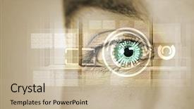  Presentation with recognition - Slide deck enhanced with blue eyes technology - close up of male eye background and a mint green colored foreground