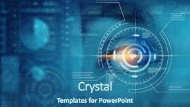  Presentation with eye - Beautiful presentation design featuring blue eyes technology - male digital eye backdrop and a ocean colored foreground