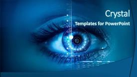  Presentation with personality - PPT theme having blue eyes technology - scanning for personality identification background and a ocean colored foreground