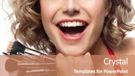  Presentation with hair brush - Theme having blue eyes tooth brush makeup background and a coral colored foreground