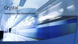  Presentation with metro train - Presentation with blue fast train stay background and a  colored foreground