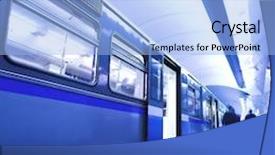  Presentation with train - Colorful PPT theme enhanced with blue fast train stay at hall platform backdrop and a light blue colored foreground