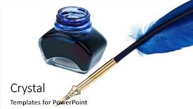  Presentation with feather pen ink - Presentation having blue feather pen background and a white colored foreground