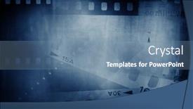  Presentation with film negative - Theme having blue-film-strip-negative-frames background and a seafoam green colored foreground
