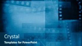  Presentation with film strip - PPT theme consisting of blue-film-strip-negative-frames background and a ocean colored foreground