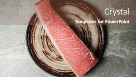  Presentation with tuna can - PPT theme consisting of blue-fin-tuna-otoro-luxe background and a tawny brown colored foreground