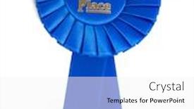  Presentation with blue ribbon - Audience pleasing theme consisting of blue-first-place-ribbon backdrop and a white colored foreground