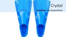  Presentation with white and navy blue - Slide set having blue flippers on white background background and a cyan colored foreground