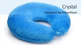  Presentation with foam - Slide set enhanced with blue foam neck pillow isolated background and a light blue colored foreground