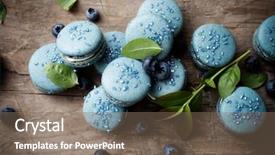  Presentation with blueberry - PPT layouts enhanced with blue food - close up of blueberry macaroons background and a violet colored foreground