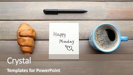  Presentation with blue food - Colorful PPT layouts enhanced with blue food - cup of coffee with fresh backdrop and a gray colored foreground